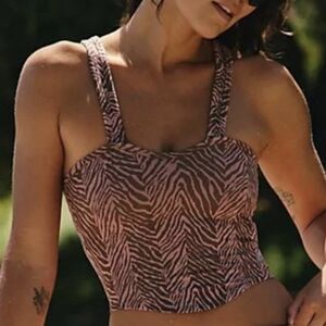 Free People Pink and Brown Zebra Print Tank Top
